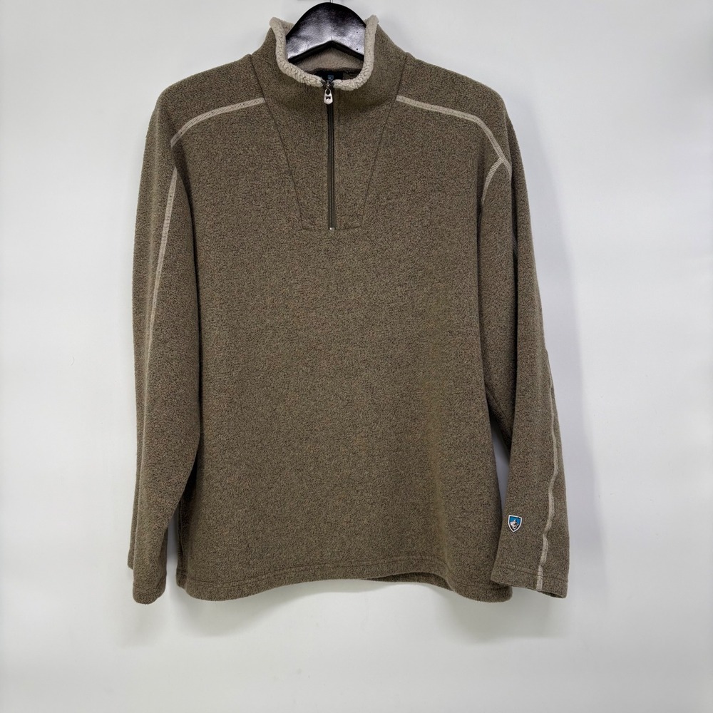 Kuhl Revel Quarter Zip Sweater Mens XL Brown Fleece Lined Pullover Outdoor Hike